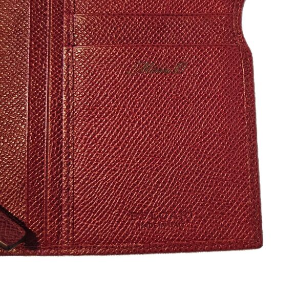 Bulgari (Authentic) Dark Red Leather Bi-fold Long Wallet w/ Silver Emblem EUC - Picture 7 of 11
